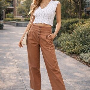 Gianni Bini Brown Wide-Leg Pants